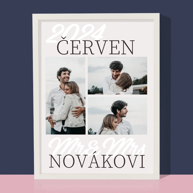 Fotokoláž: Mr&Mrs Datum - Tisk V Rámečku