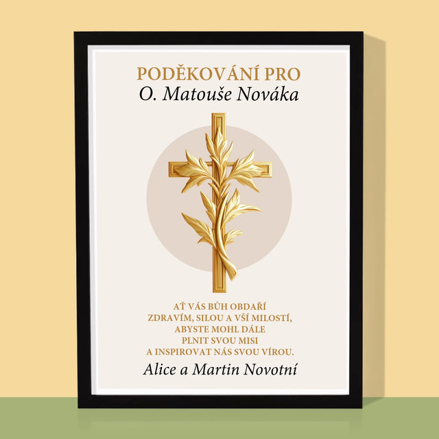 Jméno A Nápis: Poděkování Pro Kněze - Tisk V Rámečku