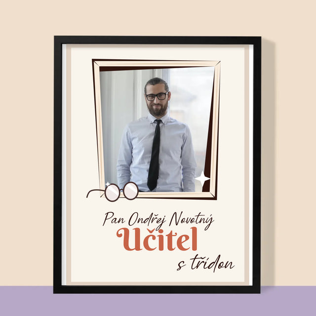 Fotka A Textem: Učitel S Třídou - Tisk V Rámečku