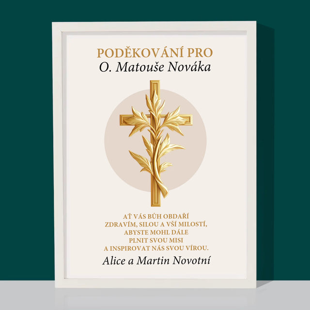 Jméno A Nápis: Poděkování Pro Kněze - Tisk V Rámečku