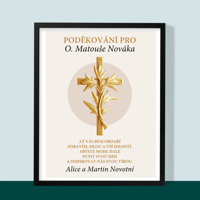Jméno A Nápis: Poděkování Pro Kněze - Tisk V Rámečku