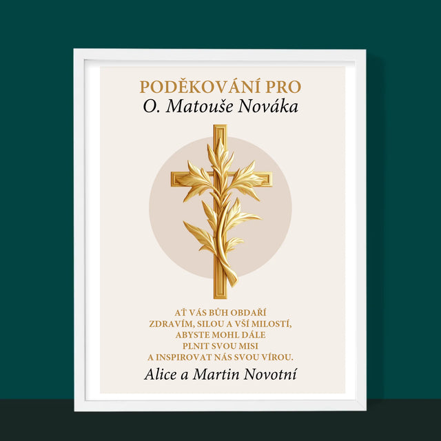 Jméno A Nápis: Poděkování Pro Kněze - Tisk V Rámečku