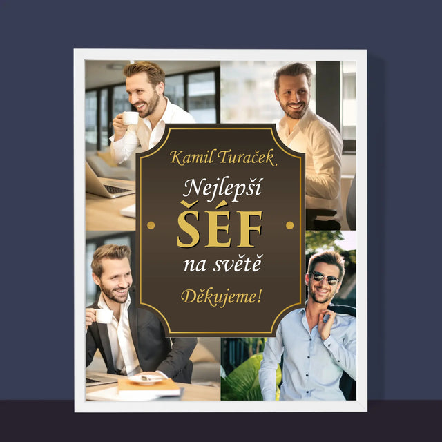 Fotokoláž: Nejlepší Šéf Na Světě - Tisk V Rámečku