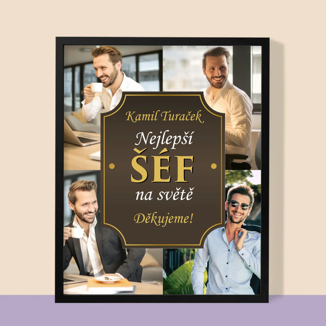 Fotokoláž: Nejlepší Šéf Na Světě - Tisk V Rámečku