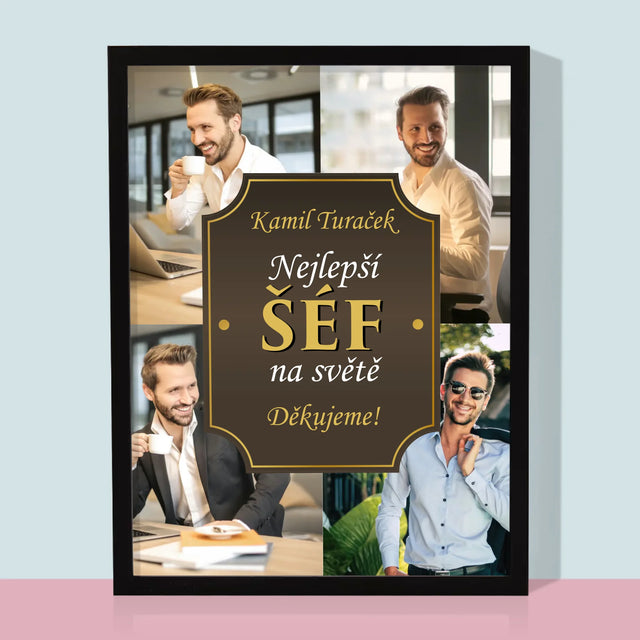 Fotokoláž: Nejlepší Šéf Na Světě - Tisk V Rámečku