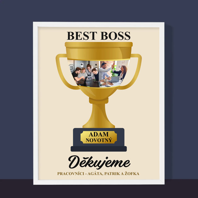 Fotokoláž: Best Boss Pohár - Tisk V Rámečku