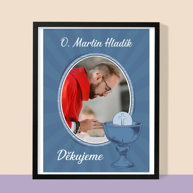 Jméno A Nápis: Kněz Děkujeme - Tisk V Rámečku