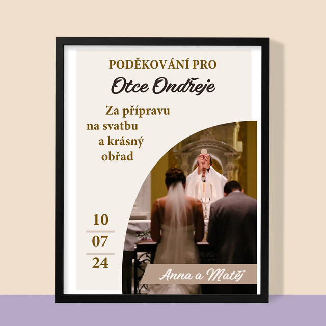 Fotka A Textem: Poděkování Pro Kněze Svatba - Tisk V Rámečku