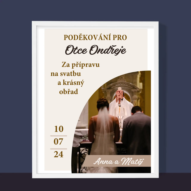 Fotka A Textem: Poděkování Pro Kněze Svatba - Tisk V Rámečku