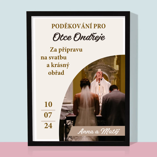 Fotka A Textem: Poděkování Pro Kněze Svatba - Tisk V Rámečku