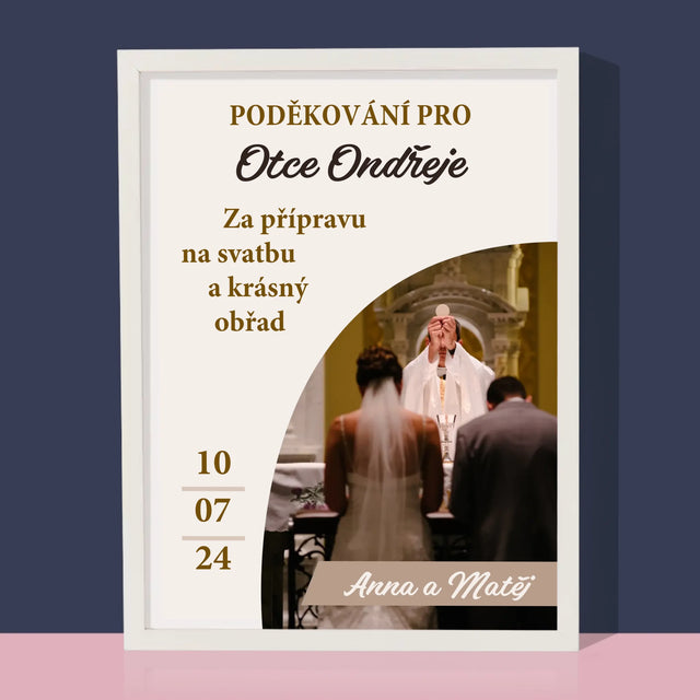 Fotka A Textem: Poděkování Pro Kněze Svatba - Tisk V Rámečku