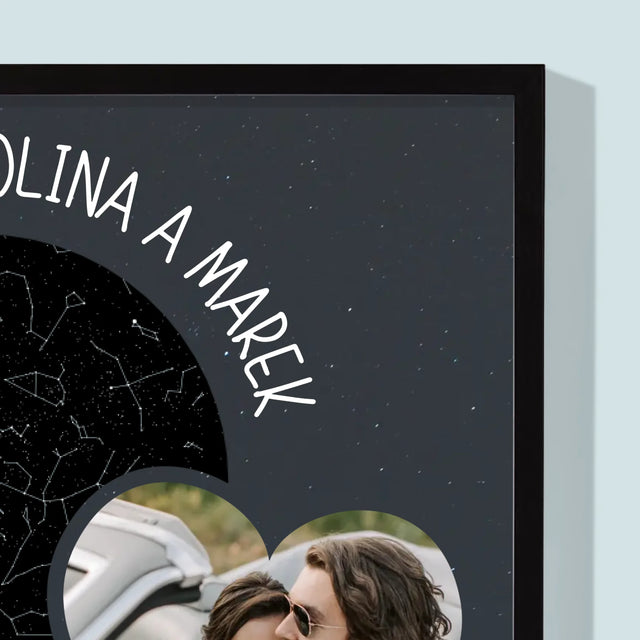 Hvězdná Mapa: Nová Životní Cesta Svatba - Tisk V Rámečku