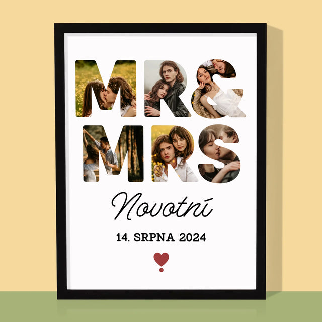 Slovo Z Fotek: Mr&Mrs - Tisk V Rámečku
