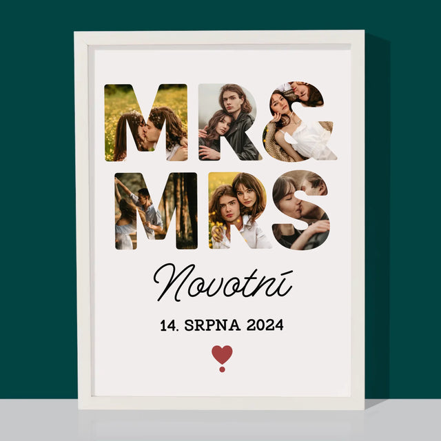 Slovo Z Fotek: Mr&Mrs - Tisk V Rámečku