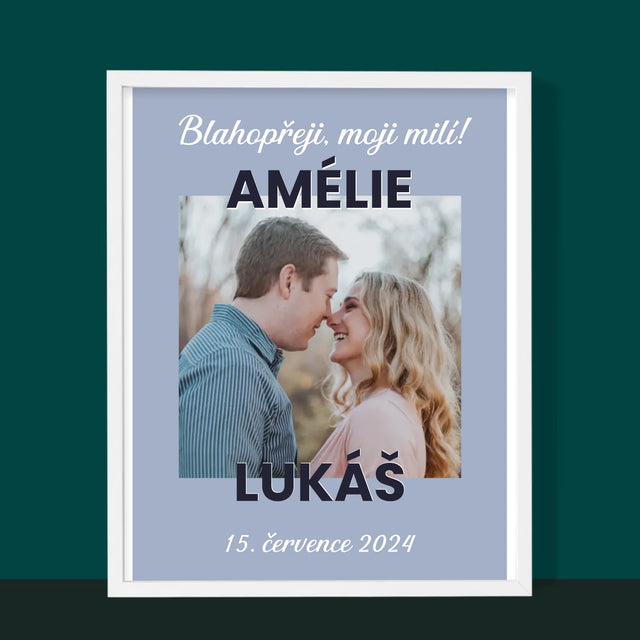 Fotka A Textem: Svatební Blahopřání - Tisk V Rámečku