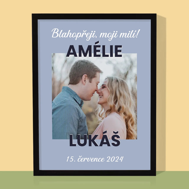 Fotka A Textem: Svatební Blahopřání - Tisk V Rámečku