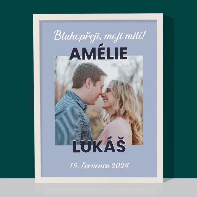 Fotka A Textem: Svatební Blahopřání - Tisk V Rámečku