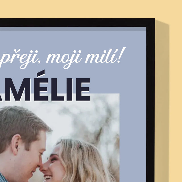 Fotka A Textem: Svatební Blahopřání - Tisk V Rámečku