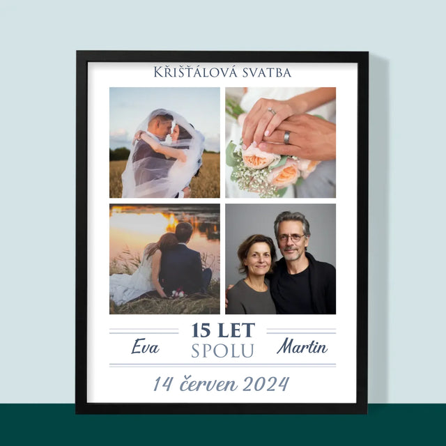 Fotokoláž: Křišťálová Svatba - Tisk V Rámečku