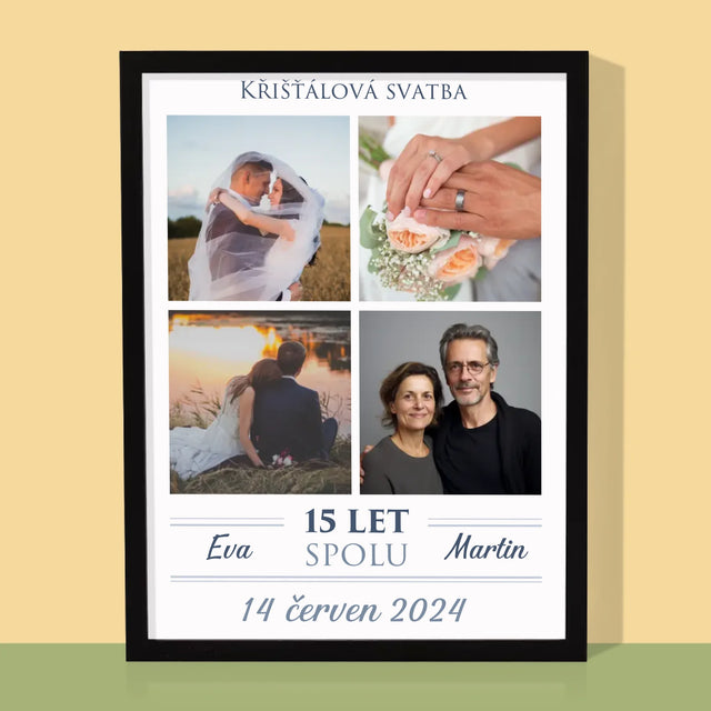 Fotokoláž: Křišťálová Svatba - Tisk V Rámečku
