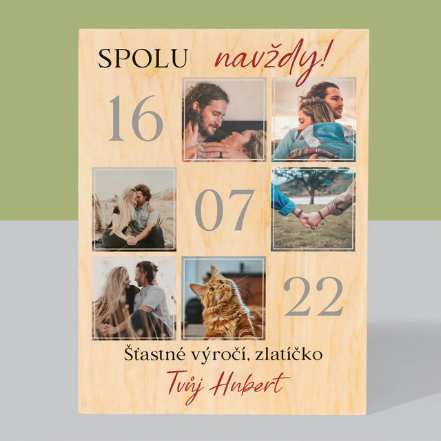 Fotokoláž: Spolu Navždy - Tisk Na Dřevo