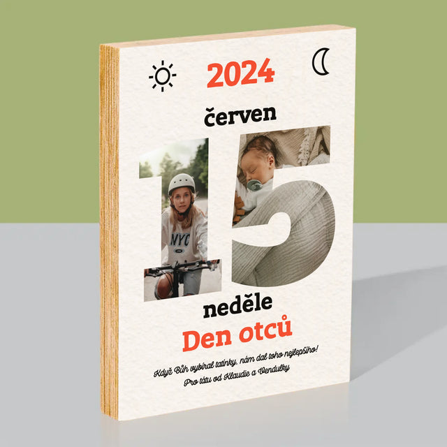 Slovo Z Fotek: Den Otců List Z Kalendáře - Tisk Na Dřevo