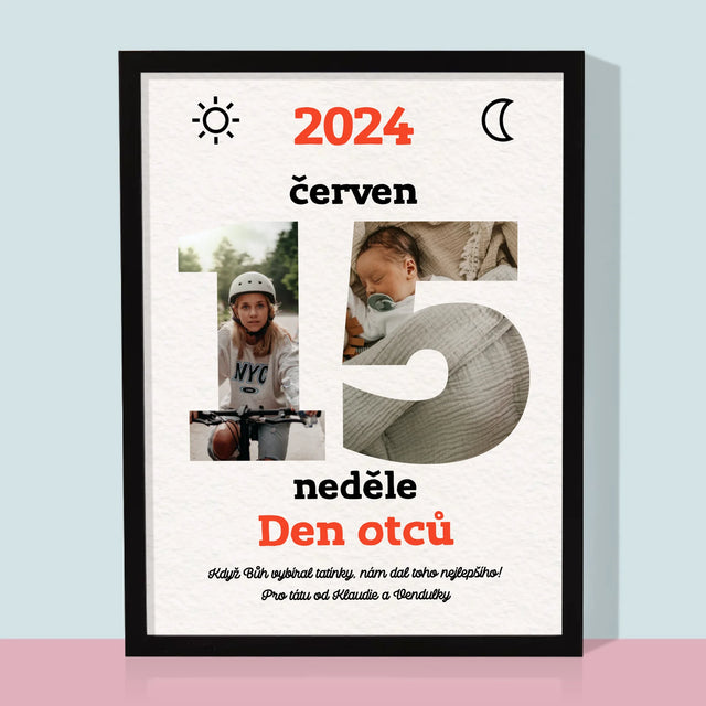 Slovo Z Fotek: Den Otců List Z Kalendáře - Tisk V Rámečku