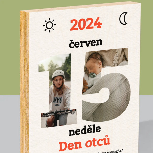 Slovo Z Fotek: Den Otců List Z Kalendáře - Tisk Na Dřevo