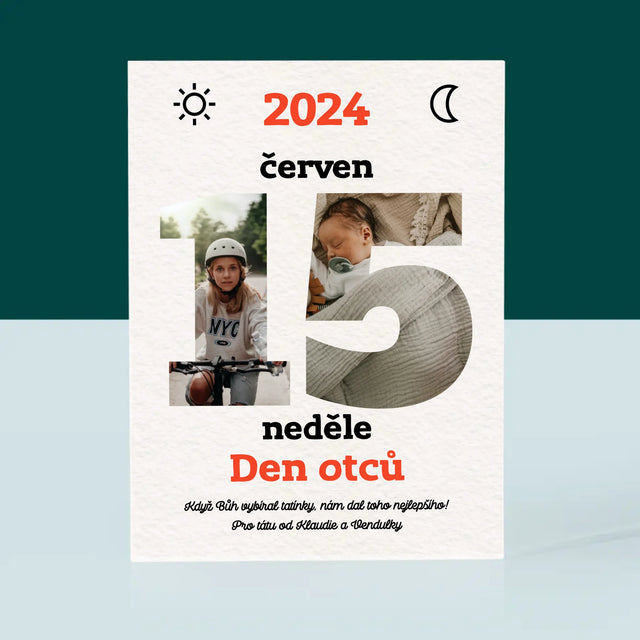 Slovo Z Fotek: Den Otců List Z Kalendáře - Akrylový Blok