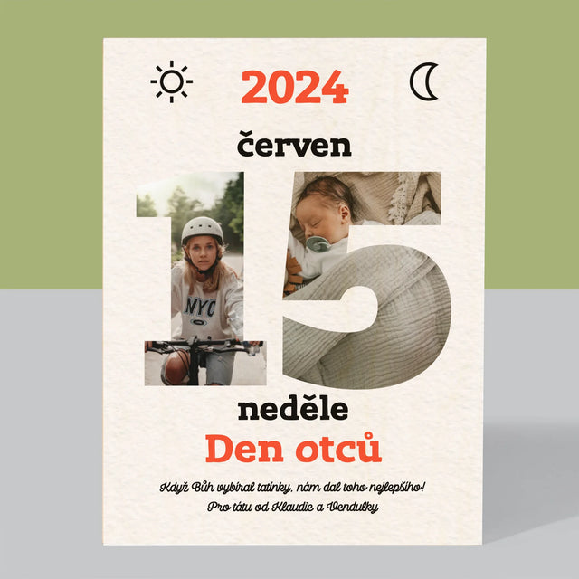 Slovo Z Fotek: Den Otců List Z Kalendáře - Tisk Na Dřevo