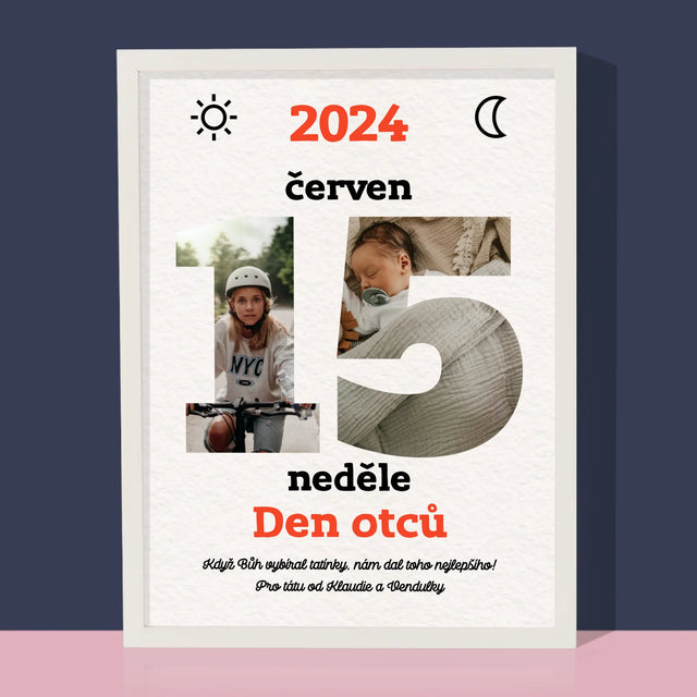Slovo Z Fotek: Den Otců List Z Kalendáře - Tisk V Rámečku