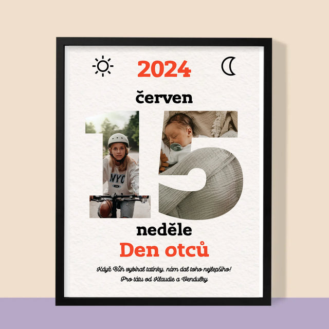 Slovo Z Fotek: Den Otců List Z Kalendáře - Tisk V Rámečku