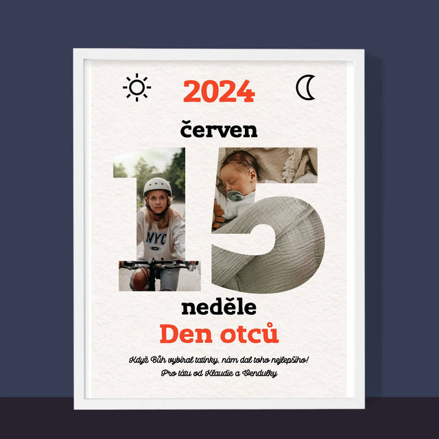 Slovo Z Fotek: Den Otců List Z Kalendáře - Tisk V Rámečku