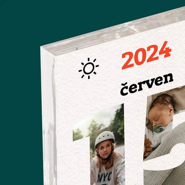 Slovo Z Fotek: Den Otců List Z Kalendáře - Akrylový Blok