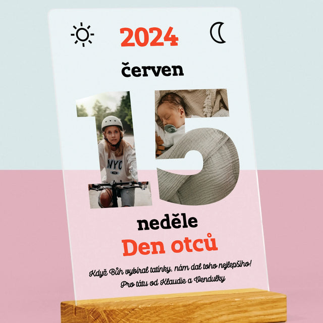 Slovo Z Fotek: Den Otců List Z Kalendáře - Tisk Na Akrylovém Skle