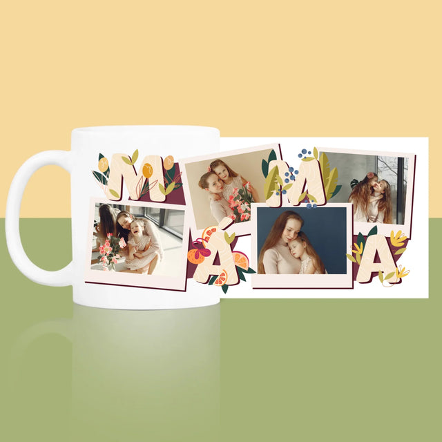 Fotokoláž: Písmenka Máma - Hrnek