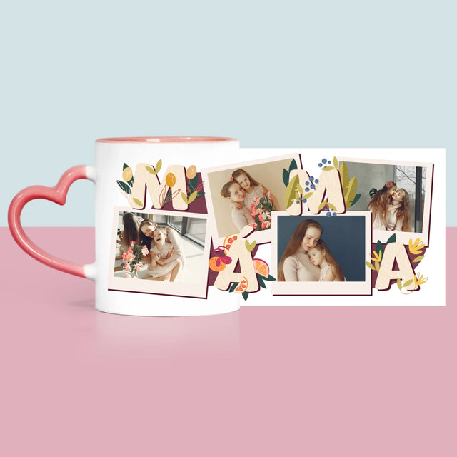 Fotokoláž: Písmenka Máma - Hrnek