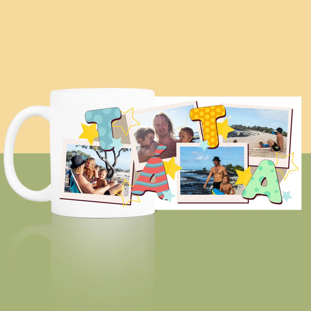 Fotokoláž: Písmenka Táta - Hrnek