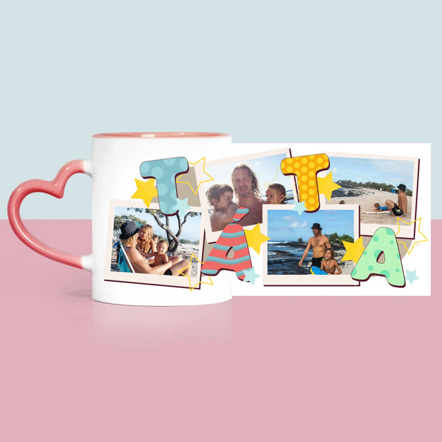 Fotokoláž: Písmenka Táta - Hrnek