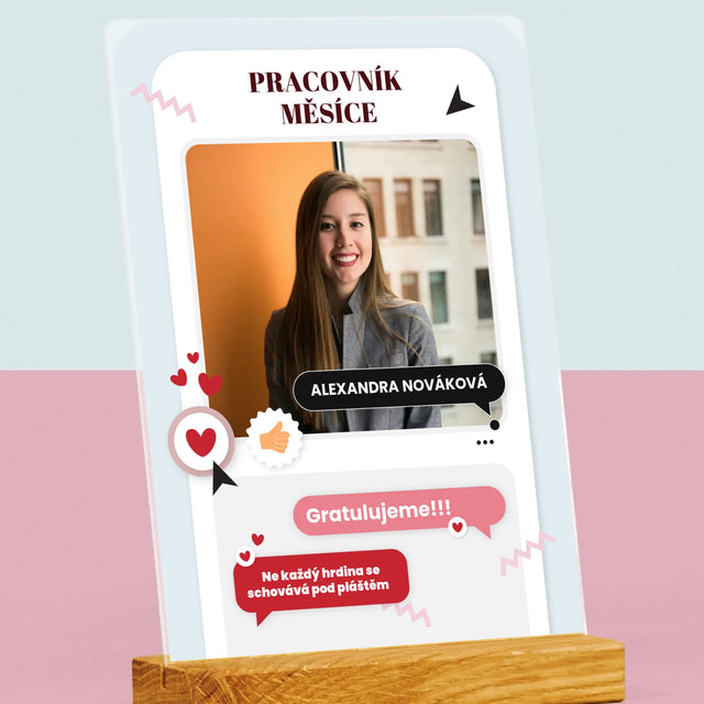 Fotka A Textem: Pracovník Měsíce - Tisk Na Akrylovém Skle