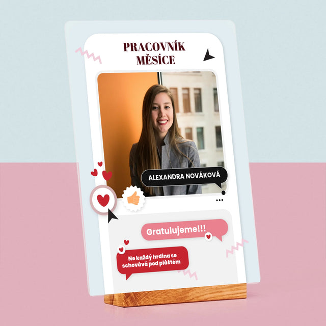 Fotka A Textem: Pracovník Měsíce - Tisk Na Akrylovém Skle