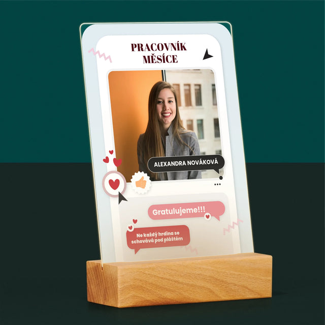 Fotka A Textem: Pracovník Měsíce - Tisk Na Akrylovém Skle