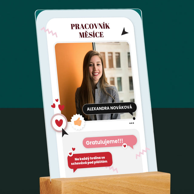 Fotka A Textem: Pracovník Měsíce - Tisk Na Akrylovém Skle