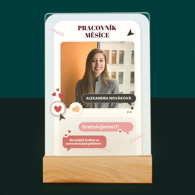 Fotka A Textem: Pracovník Měsíce - Tisk Na Akrylovém Skle