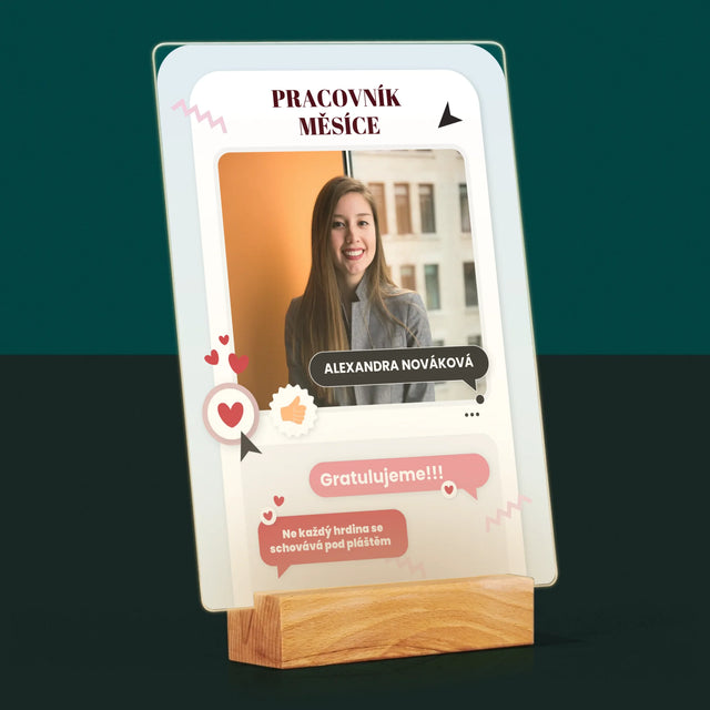 Fotka A Textem: Pracovník Měsíce - Tisk Na Akrylovém Skle