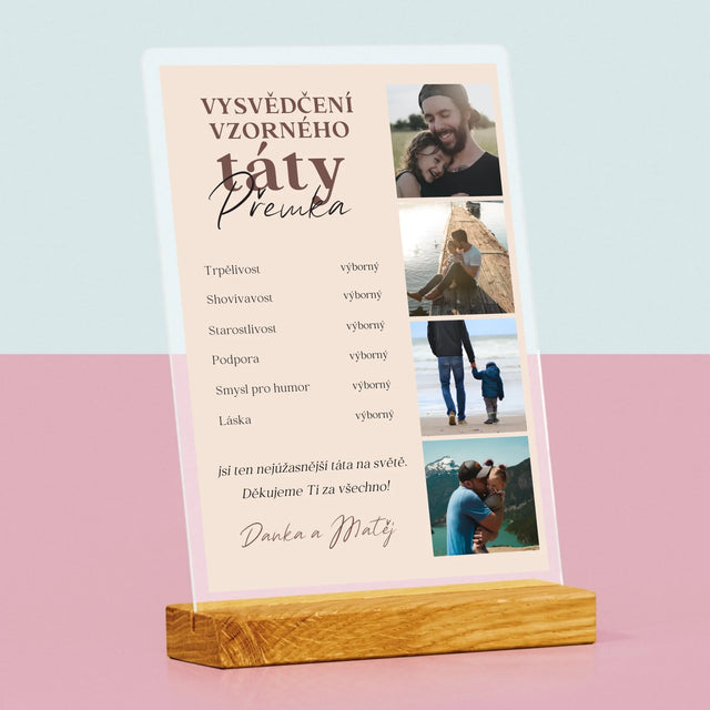 Fotokoláž: Vysvědčení Vzorné Táty - Tisk Na Akrylovém Skle