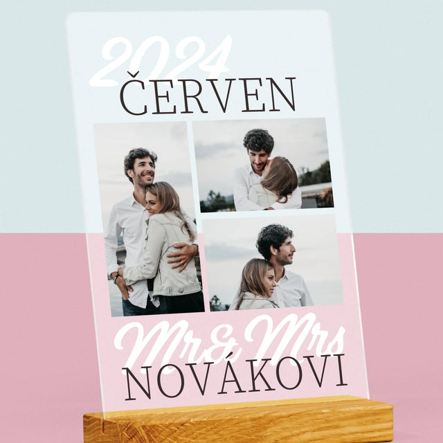 Fotokoláž: Mr&Mrs Datum - Tisk Na Akrylovém Skle