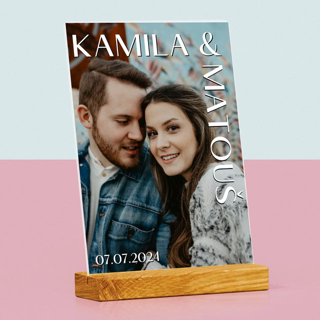 Fotka A Textem: Jména Svatba - Tisk Na Akrylovém Skle