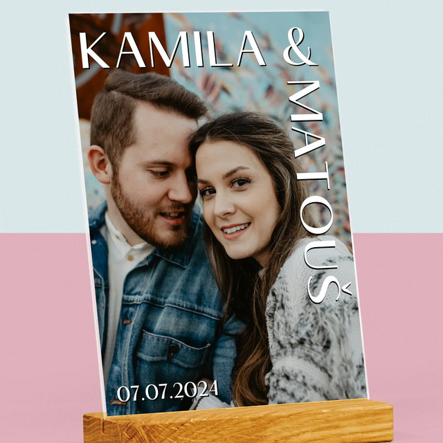 Fotka A Textem: Jména Svatba - Tisk Na Akrylovém Skle
