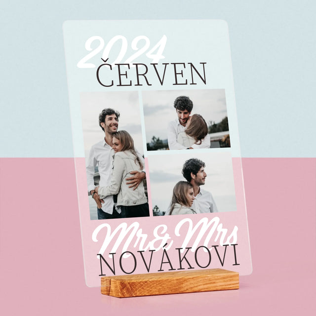 Fotokoláž: Mr&Mrs Datum - Tisk Na Akrylovém Skle
